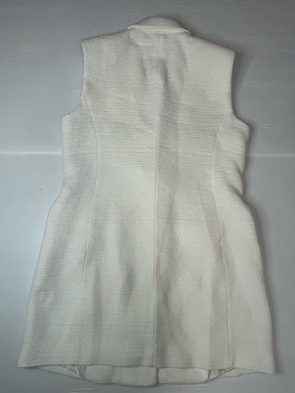 Zara White Tweed Textured Vest Waistcoat Blazer Dress Rhinestone Buttons Size L - Picture 11 of 11